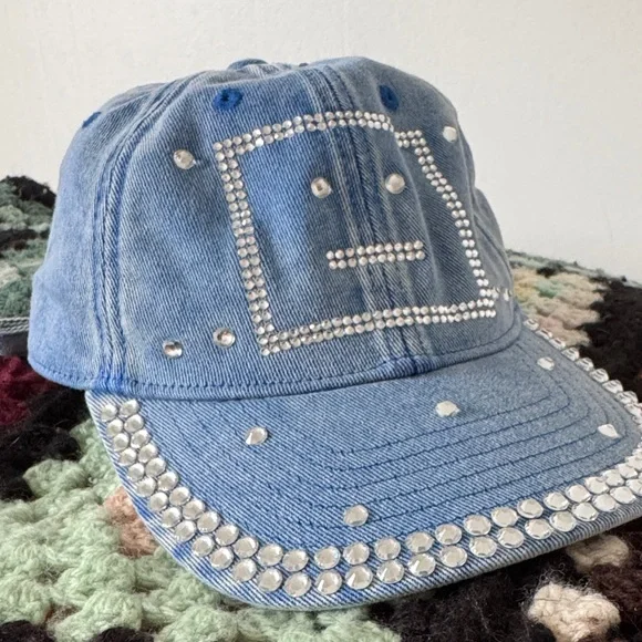 Acne Studios Denim Cap with Rhinestone Accents - Picture 1 of 4